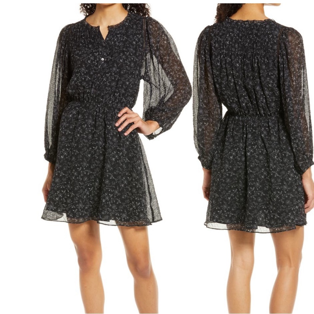Madewell Dotted Vines Ruffle Neck Button Front Minidress NWT Size XL